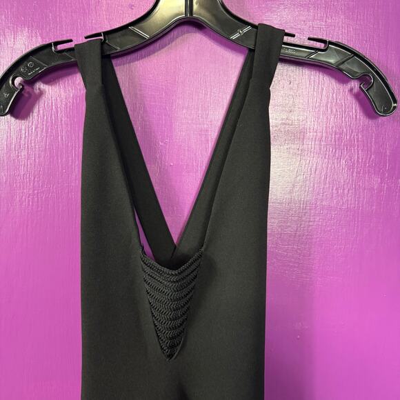 Solace London Edita Mini Dress Black US 2 Crisscross Back Deep V Minimalist - Picture 3 of 10